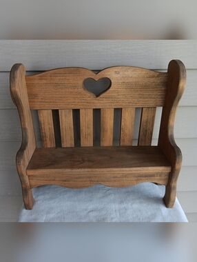 Vintage Wooden Heart Bench. Can Be Used For Dolls, Plants, Etc. 18"Lx7"Wx15"H